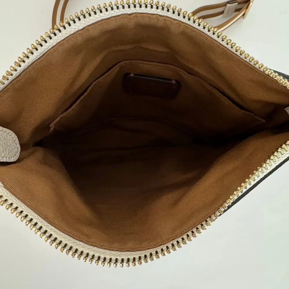 Coach Jes Horse and Carriage Logo Slim Crossbody Bag Leather Chalk 1897